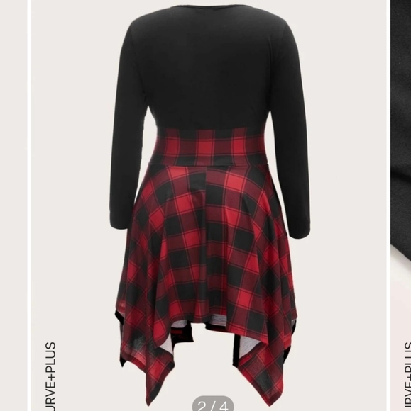 Buffalo plaid check hanky/hankie hem corset dress with long sleeves (SHEIN 3X) - Picture 2 of 7